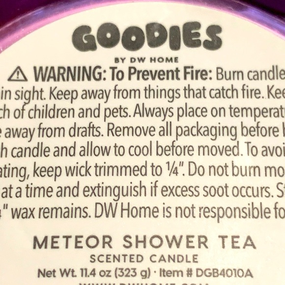 DW HOME CANDLE METEOR SHOWER TEA 1 WICK NEW 11.4 oz GOODIES - Picture 6 of 6